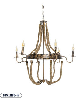 GLOBOSTAR VICTORIAN 01404 Vintage Κρεμαστό Φωτιστικό Οροφής με Ντουί 6 x E14 AC 220-240V IP20 - Χάλκινο Εφέ Σκουριάς & Μπεζ - Μ85 x Π85 x Υ85cm