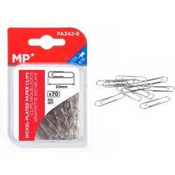 MP συνδετήρες PA342-8, μεταλλικοί, 33mm, ασημί, 70τμχ