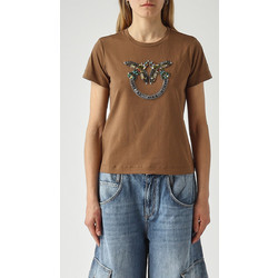 PINKO QUENTIN T-SHIRT JERSEY RICAMO 100535A33F-L78 Brown