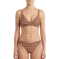 Γυναικείο μαγιό bikini χωρίς μπανέλα ντραπέ καφέ
