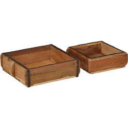 vidaXL Δίσκος 2 pcs Καφέ 29 x 31 x 10 εκ Στερεό Ανακτηθέν Ξύλο
