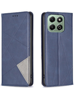 Tel1 Honor X6b Rhombus Texture Magnetic Θήκη Βιβλίο - Blue