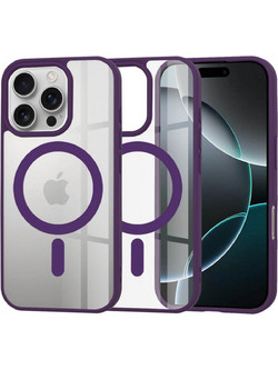 Forcell iPhone 16 Pro MagSafe Color Edge Θήκη Με Πλαίσιο Σιλικόνης Διάφανη - Purple