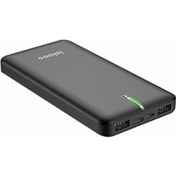 Ipipoo Mini Power Bank 10000mAh με 2 Θύρες USB-A Black