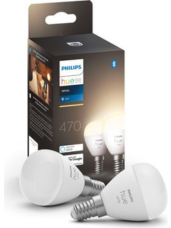Philips Hue E14 smart λάμπα σφαιρική P45 λευκή Zigbee 2 τεμάχια