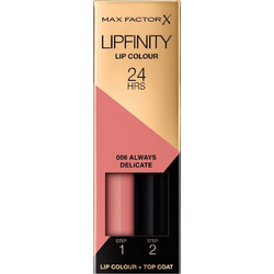Max Factor Lipfinity 006 Always Delicate Set Long Lasting Liquid Κραγιόν 3.4gr