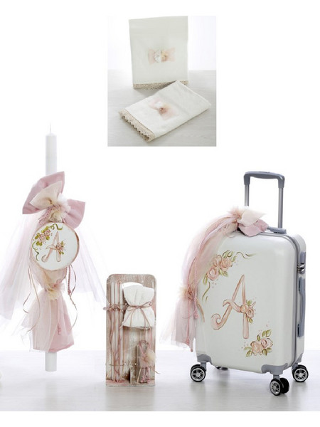 Bellissimo Σετ Βάπτισης με Βαλίτσα για Κορίτσι Flowers ΣΔΣ-2275