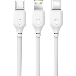 XO NB103 2.0A 3 σε 1 Καλώδιο USB Λευκό