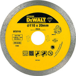 DeWalt DT3715 Extreme Δίσκος Διαμαντέ (Διαμαντόδισκος) Κοπής Πλακιδίων Υγρής Ξηρής Κοπής 110mm