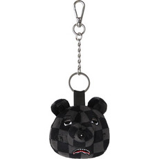 SPRAYGROUND GREY CHECKER BEAR HEAD KEYCHAIN