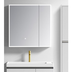 Martin Saron 80 Light Grey Plywood - Καθρέπτης Μπάνιου LED με Ντουλάπι 80x68x14 εκ