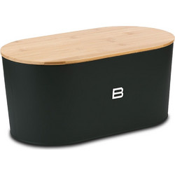Ψωμιέρα 10-005-012 36x20x16cm Black-Natural Nava Μέταλλο,Bamboo