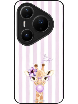 Sonique Stripe Stories Series Θήκη Huawei Pura 80 Pro 5G με Σχέδιο «Καμηλοπάρδαλη με Τσιχλόφουσκα» Lilac