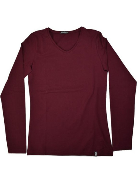 Paco & Co Wmn's Basic V-Neck Long Sleeve Tee 2482817 Wine