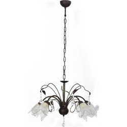 Home Lighting Κρεμαστό Φωτιστικό Οροφής με Κρύσταλλα Πολύφωτο Καφέ 1017-5P 77-4475