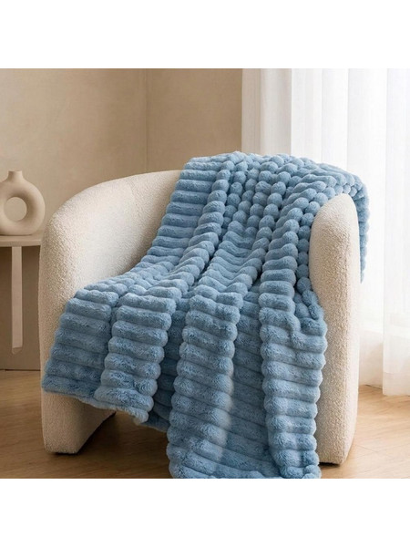 Κουβέρτα faux fur μπλε 200x230εκ