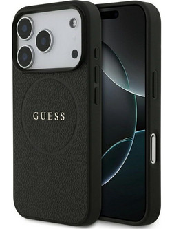 Guess Grained Gold Ring Magsafe Θήκη Black (iPhone 18 Pro / 17 Pro)