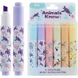 ΜΑΡΚΑΔΟΡΟΙ ΥΠΟΓΡΑΜΜΙΣΗΣ M&G ANIMALS KNOW MINI PASTEL 6TEM