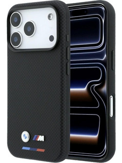 BMW M Quadrille Kevlar Tricolor & Metal Logo MagSafe Back Cover Black (iPhone 18 Pro / 17 Pro)