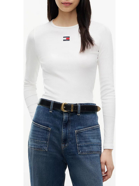 TOMMY JEANS TJW SLIM LS BADGE TEE EXT DW0DW20178-YBL Ecru