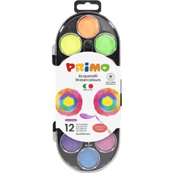 Primo Fluo + Metal 30mm Σετ Νερομπογιές με Πινέλο 12 Χρώματα 112A12FM