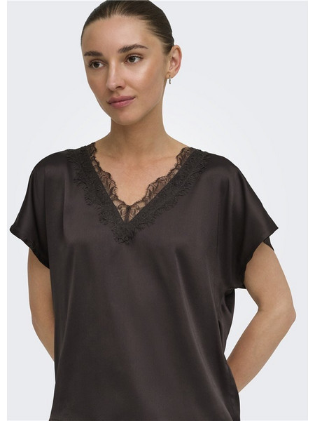 Γυναικεία Σατέν Μπλούζα με Δαντέλα, JDYFIFI S/S V-NECK TOP, JDY