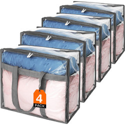 BAKAJI Σετ 4 Διαφανείς Σάκοι PVC 45x38x23 εκ. με Φερμουάρ και Ενισχυμένες Χειρολαβές 02842395