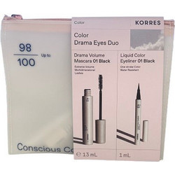 Korres Promo Color Drama Eyes Duo Drama Volume Mascara 01 Black 13ml & Liquid Color Eyeliner 01 Black 1ml
