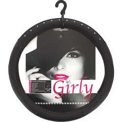 Κάλυμμα Tιμονιού Αυτοκινήτου Δερματίνη Girly Black Diamonds Μαύρο Με Στρας Medium 37-39cm 1 Τεμάχιο