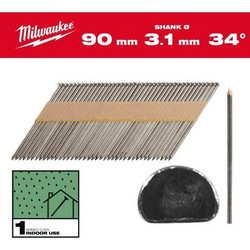 Milwaukee 4932492598 Καρφιά πλαισιων (βελονάκι) 34deg 3,1x90mm για M18 FFN 2200τμχ