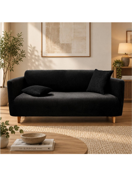 ΚΑΛΎΜΜΑΤΑ ΚΑΝΑΠΈ SOFA COVER 180 - 230 CM WAFFLED SACHA NOIR DOUCEUR