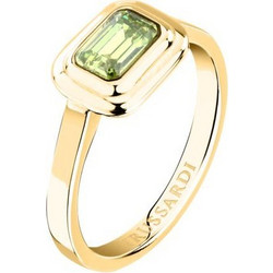 TRUSSARDI T-DESIGN RING SS YG CZ GREEN SZ14