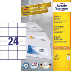 Αυτοκόλλητες Ετικέτες Avery 70 x 37mm White (3474)