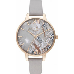 Olivia Burton Abstract Florals Γυναικείο Ρολόι με Γκρι Δερμάτινο Λουράκι OB16VM37