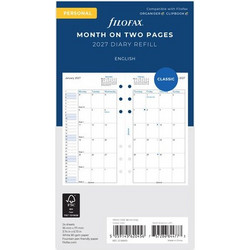 ΗΜΕΡΟΛΟΓΙΟ FILOFAX 2027 PERSONAL ΑΓΓΛΙΚΟ - MONTH ON TWO PAGES DIARY ΛΕΥΚΟ 27-68410