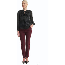 Fibes Fashion Σατέν Γυναικείο Πουκάμισο Μαύρο 03-7531N