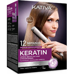 Kativa Xpress Brazilian Σετ Ισιωτικής Θεραπείας Μαλλιών Κερατίνης για Φριζάρισμα