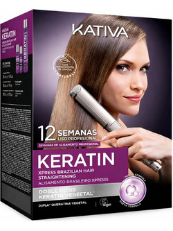 Kativa Xpress Brazilian Σετ Ισιωτικής Θεραπείας Μαλλιών Κερατίνης για Φριζάρισμα