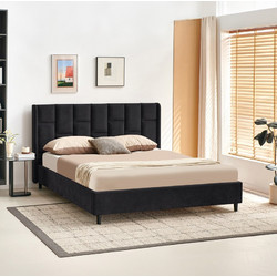 Pakoworld Sensa Κρεβάτι Διπλό Υφασμάτινο Μαύρο 160x200cm
