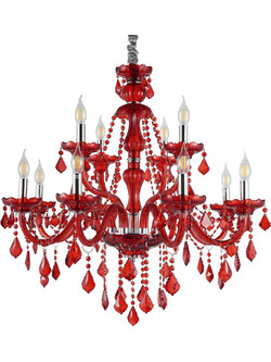 Artekko Chandelier Rubby Πολυέλαιος 12φωτος Ε14 με Κόκκινο Κρύσταλλο (80x80x72)cm