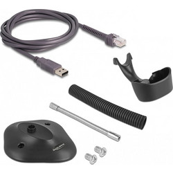 DELOCK USB barcode scanner 1D 90584, με καλώδιο σύνδεσης & βάση, μαύρο