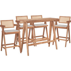 Τραπεζαρία μπαρ Winslow I pakoworld σετ 5τεμ ξύλο rubberwood ανοιχτό καρυδί 120x45x100εκ