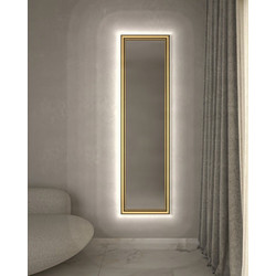 Καθρέπτης Επιδαπέδιος με Led Project Mirrors Wood Classic Χρυσό 50x180cm