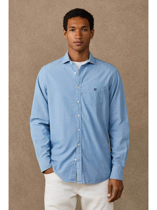 Hackett Ανδρικό Πουκάμισο Classic Fit Μπλε Ανοιχτό HM3010769