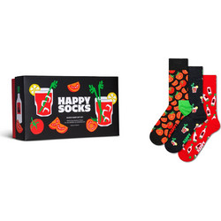 Happy Socks Ανδρικές Κάλτσες Ψηλές με Σχέδια Μαύρες Κόκκινες 3Pack P006046