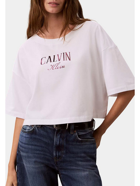CALVIN KLEIN JEANS BN BOXY CROPPED VARSITY LOGO TEE LV047H823G-YAF White