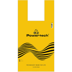 POWERTECH σακούλα εμπορευμάτων τύπου φανελάκι PT-1718, 30x60cm, νάιλον, κίτρινη, 20τμχ