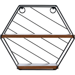 Ράφι Τοίχου ArteLibre SALERNO Μαύρο/Καφέ MDF/Μέταλλο 31x11x27cm