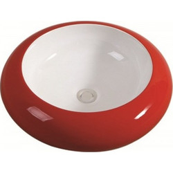 Inter Ceramic Επικαθήμενος Νιπτήρας Μπάνιου Στρογγυλός Πορσελάνης 50x13cm Κόκκινος ICB010RW