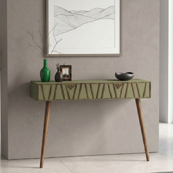 Κονσόλα επιτοίχια Forest Megapap χρώμα λαδί - καρυδί 120x35x89,3εκ